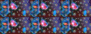 Gömlek, arka plan modelini çiz. Tropik çiçekler. Renkli çiçekler.