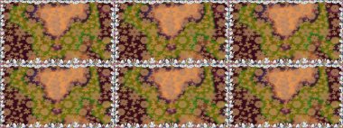 Suluboya, elle çizilmiş. Kusursuz bir arka plan modeli. Kahverengi üzerine çiçekler. Raster stoku.