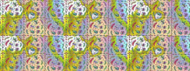 Eski usul. Raster illüstrasyonu. Eskiz geçmişi. Kumaş, tekstil, duvar kağıdı baskısı için. Tomurcukları papatya çiçekleri olan sevimli bir çiçek deseni. Miles Fleur, dandik süs.