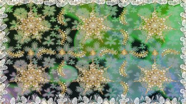 Raster geleneksel oryantasyon süsü. Kusursuz klasik altın desen. Altın elementlerle gri renklerde altın desen.