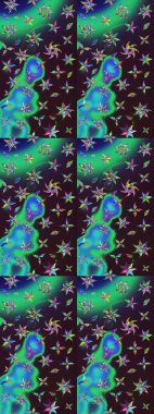 Kahverengi ve yeşil renkli çiçekler. Yumuşak, bahar çiçekli arka plan. Raster çiçek desenli ve çiçekli..