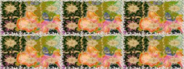 Duvar kâğıdı barok, İspanyol kumaşı. Şık bir grafik desen. Çiçek deseni. Kahverengi ve bej renklerde altın elementler. Kusursuz raster arkaplanı.