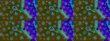 Küçük çiçekteki sevimli çiçek deseni. Kahverengi ve mavi renkte çiçekler.