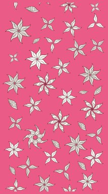 Raster illüstrasyonundaki çiçek desenli çizim. Pembe ve nötr renklerde çiçekler. Renkli Bahar Teması eskiz kalıbı. Düz Çiçek Elementleri Tasarımı.