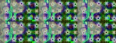 Yeşil, nötr ve gri renklerde altın tekrarlayan elementler içeren soyut bir arka plan. Eskiz oryantal klasik altın desen.