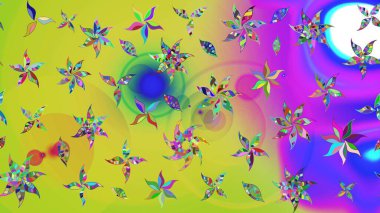 Süslü kumaş deseni. Düz Çiçek Elementleri Tasarımı. Renkli Bahar Teması eskiz kalıbı. Raster illüstrasyonunda çiçek deseni çizimi.