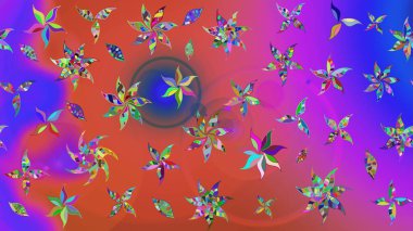 Abstract ethnic raster sketch pattern. Background texture, wallpaper, floral theme in violet and pink colors. Tribal art boho print, vintage flower background.