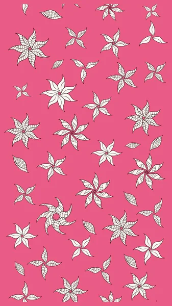 Raster illüstrasyonundaki çiçek desenli çizim. Pembe ve nötr renklerde çiçekler. Renkli Bahar Teması eskiz kalıbı. Düz Çiçek Elementleri Tasarımı.