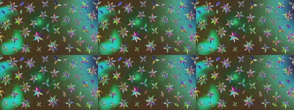 Soyut etnik raster çizim kalıbı. Kabile sanatı boho baskısı, klasik çiçek arkaplanı. Arkaplan dokusu, duvar kağıdı, yeşil ve kahverengi renkli çiçek teması.