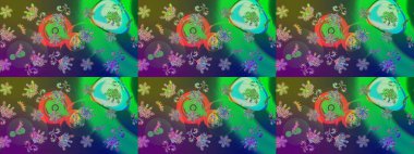 Raster illüstrasyonu. Raster yeşili kar tanelerinden izole edilmiş. Güzel bir kış süsü. Kar taneleri koleksiyonu.