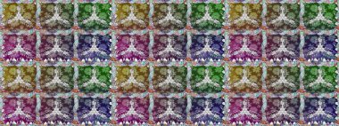 Çiçekli ipek eşarp. Retro tekstil tasarım koleksiyonu. 1950-1960 motifleri. Tarafsız, tarafsız. El çizimi çiçek elementleriyle soyut, dikişsiz raster deseni..