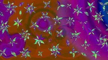 Vadinin çiçekleri mor ve kahverengi renklerde. Çiçeksel çizim kalıbının çizimi.