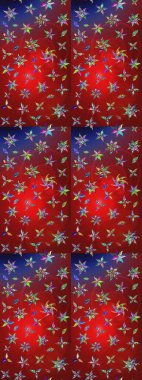 Çiçek desenli çizim. Renkli Bahar Teması eskiz kalıbı. Raster illüstrasyonu. Düz Çiçek Elementleri Tasarımı. Asya tekstil tarzında. Güzel kumaş deseni.