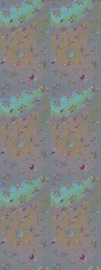 Suluboya çiçekli çiçek deseni. Gri ve bej renkli güzel bir tekstil. Raster illüstrasyonu.