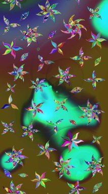 Renkli Bahar Teması eskiz kalıbı. Raster illüstrasyonu. Düz Çiçek Elementleri Tasarımı. Şirin çiçek elementleri. Çizim deseni Modaya uygun kumaş deseni.