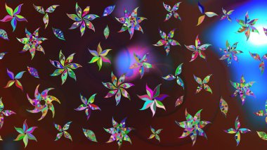 Kahverengi ve mavi renklerde etnik çiçeklerle süslenmiş zarif bir eskiz şekli. Raster Çiçek İllüstrasyonu güzel tekstil..