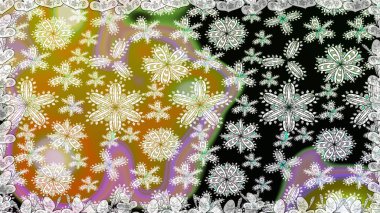 Tarafsız ve siyah renklerde çiçekler. Düz Çiçek Elementleri Tasarımı. Sevimli çiçek raster deseni. Renkli Yaz Temalı Kusursuz Arkaplan.