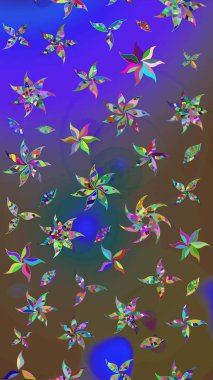 Mor ve kahverengi renklere karalamalar çizilmiş çiçek deseni. Raster illüstrasyonu.