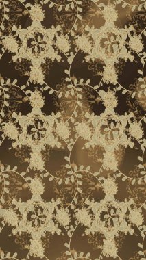 Kahverengi, bej ve nötr renklerde suluboya tarzında. Küçük çiçekli kusursuz yay deseni. Raster illüstrasyonu.