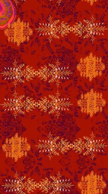 Düz Çiçek Elementleri Tasarımı. Raster illüstrasyonu. Taslak desenli, modaya uygun kumaş deseni. Renkli Bahar Teması eskiz kalıbı. Şirin çiçek elementleri..