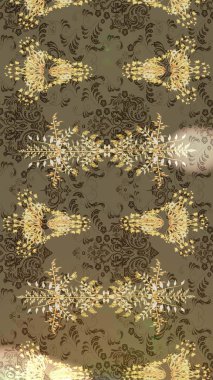 Kahverengi, bej ve nötr renklerde çiçekler. Hediye ambalaj kağıdı, tebrik kartları, posterler ve pankart tasarımı. Raster düz çiçek çizim deseni.