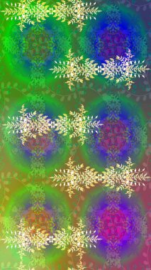 Renkli kar taneleri Raster çizimi. Raster yeşili, mavi ve mor kar tanelerinden izole edilmiş. Güzel kış süsleri..