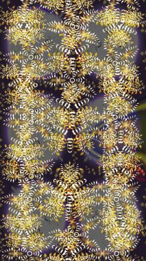 Bokeh grisi, kahverengi, sarı ve kar taneleriyle dekoratif Noel arkaplanı. Raster illüstrasyonu.