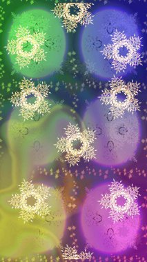 Raster kar taneleri deseni. Raster illüstrasyonu. Renkli arka planda güzel kar taneleri.