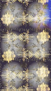 Noel ve yeni yıl moda baskıları için tatil tasarımı. Gri, bej ve nötr renkler. Kar tanelerinin soyut arkaplanlı Noel şablonu. Raster illüstrasyonu.