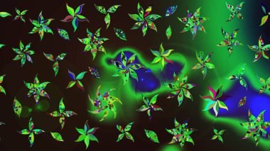 Şirin çiçekler. Raster Moda kumaş deseni. Çizgi çizimi deseni.