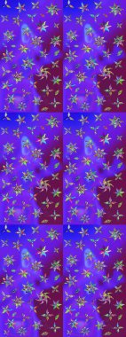 Raster illüstrasyonundaki çiçek desenli çizim. Mor ve mor renkte çiçekler.