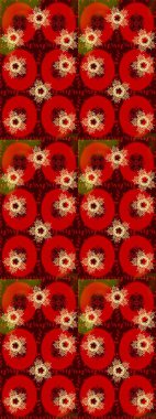 Kahverengi, turuncu ve kırmızı renklerde altın element. Antika altın tekrarlanabilir duvar kağıdı. Damask çizimi tekrarlanıyor. Barok tarzında altın çiçekli süs..