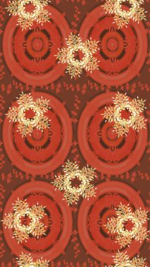 El çizimi. Çiçekli, yapraklı, çiçeksiz çiçek desenli. Raster illüstrasyonu.