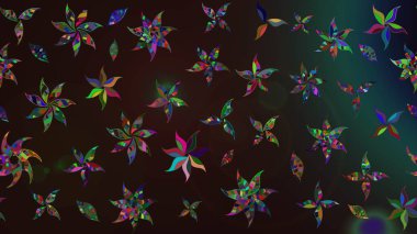 Raster Illustrasyon 'daki Çiçek Deseni' nin son moda çizimi. Gri ve kahverengi renkli çiçekler. Düz Çiçek Elementleri Tasarımı. Renkli Yaz Teması çizim şablonu.