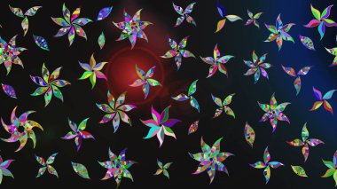 Raster çiçek desenleri çiziyor. Vadinin renkleri.