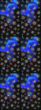 Renkli grunge, soyut arkaplanı kolonya ve mavi çiçeklerle süslüyor. Parmak izi, kumaş, duvar kâğıdı, tekstil için raster dokusu. Nakış desenli çiçek deseni..