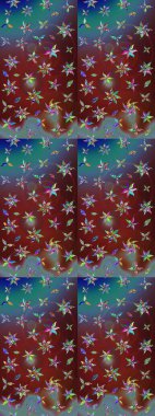 Parlak çiçekli halı deseni kahverengi ve mavi renklerde..