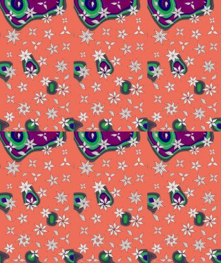 Raster illüstrasyonu. Turuncu renkli çiçekler. Çizim çiçek deseni duvar kağıdı için kullanılabilir.