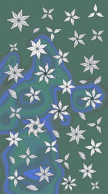 Çiçek arkaplan. Yeşil ve mavi renklerde. Çiçekli tebrik kartı. Doğum günü kartı ya da düğün davetiyesi. Suluboya çiçek buketi. Raster illüstrasyonu.