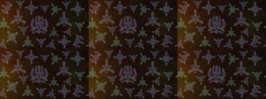 Raster illüstrasyonu. Renkli süs kenarı. Çiçek duvar kağıdı. Hint süsü. Kahverengi, gri ve siyah renklerde. Çizim deseni.