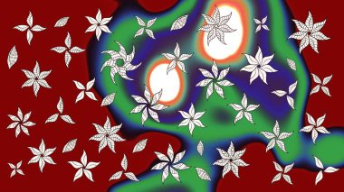 Raster illüstrasyonu. Renkli Bahar Teması eskiz kalıbı. Kırmızı renkte çiçekler. Düz Çiçek Elementleri Tasarımı. Çiçekli çiçek deseni, suluboya..