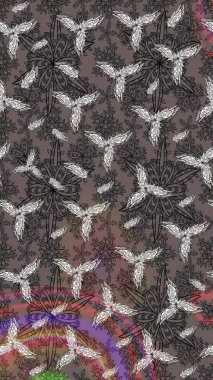 Çiçeksel çizim kalıbının yansıması. Vadinin çiçekleri kahverengi renklerde.