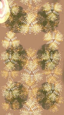 Symbol winter, frozen, Christmas, New Year holiday. Graphic element decoration. Beige, brown and yellow silhouette snow flake sign. Snowflake mosaic icon. Flat design. Raster illustration.