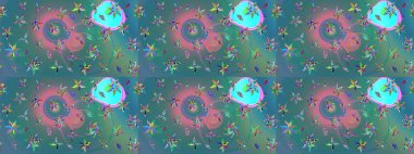 Gömlek, arka plan modelini çiz. Mavi ve yeşil renkli çiçekler. Tropik çiçekler.