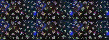 Asya tekstil tarzında. Gri ve mavi renkte çiçekler. Çiçek desenli çizim. Raster illüstrasyonu. Raster illüstrasyonu.