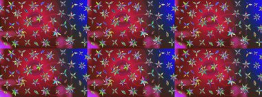 Çiçek desenli eskiz. Kırmızı ve mavi renkte çiçekler. Tişört baskısı için çiçek boyama rasteriName.