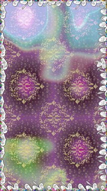 Vadinin çiçekleri mor ve nötr renklerde. Raster dikişsiz çiçek deseni.