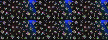 Çiçekli ipek eşarp. 1950-1960 motifleri. El çizimi çiçek unsurları olan soyut çizim raster deseni. Gri ve mavi üzerine gri ve mavi. Retro tekstil tasarım koleksiyonu.