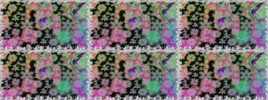 Renkli Bahar Temalı Kusursuz Arkaplan. Raster illüstrasyonu. Asya tekstil tarzında. Düz Çiçek Elementleri Tasarımı. Kusursuz çiçek deseni. Gri ve nötr renkte çiçekler.