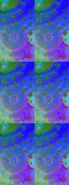 Renkli Bahar Teması eskiz kalıbı. Raster illüstrasyonundaki çiçek desenli çizim. Güzel kumaş deseni. Düz Çiçek Elementleri Tasarımı.